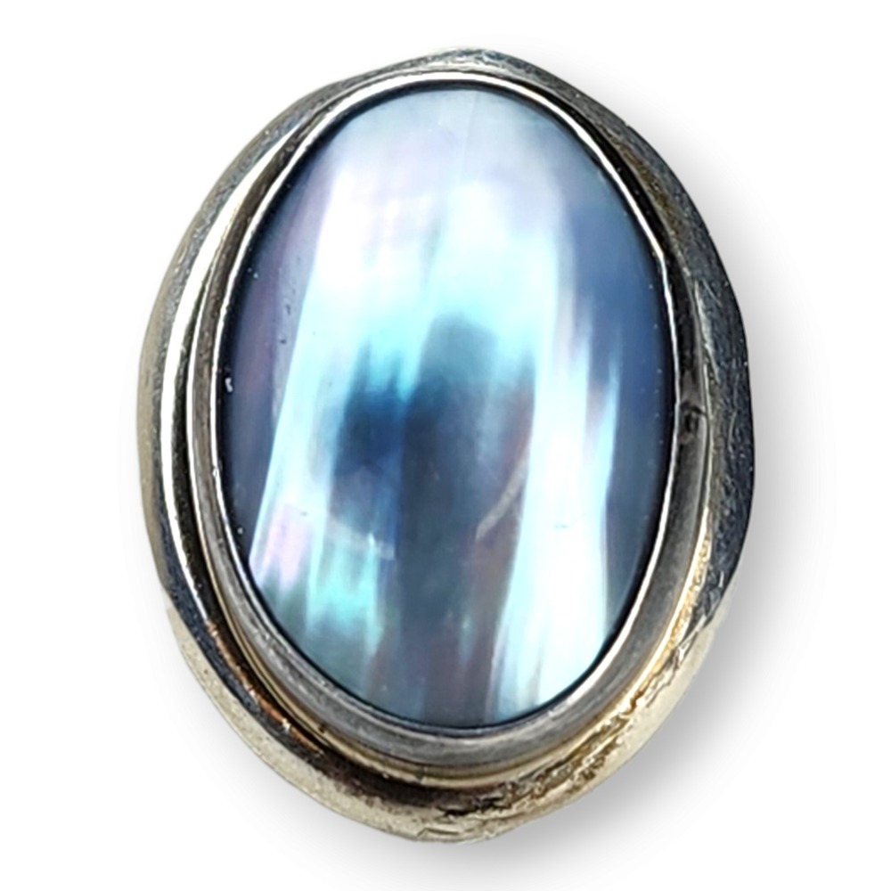 Vintage‎ Sterling Silver 925 Large Oval Blister Pearl Ring Size 7.75